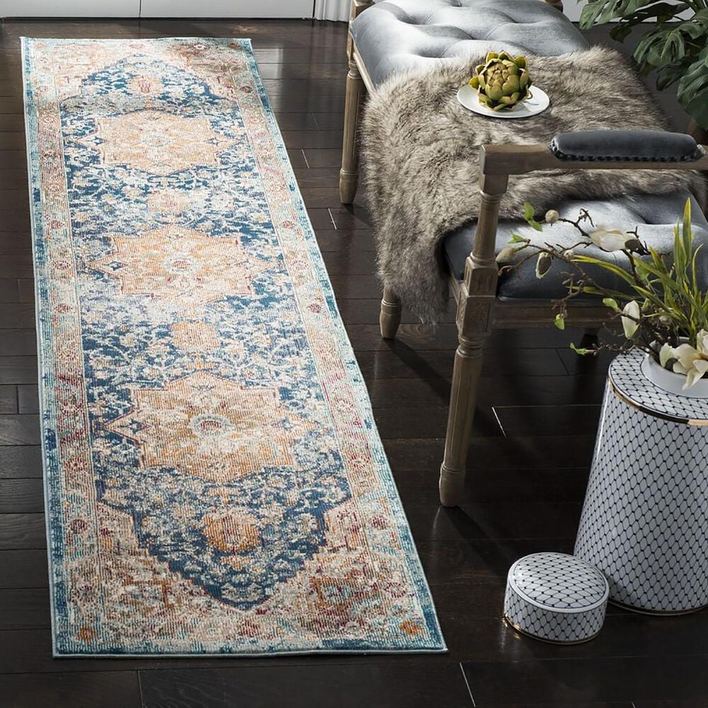 Safavieh Aria 2&#39; x 8&#39; Blue and Beige Runner, , large