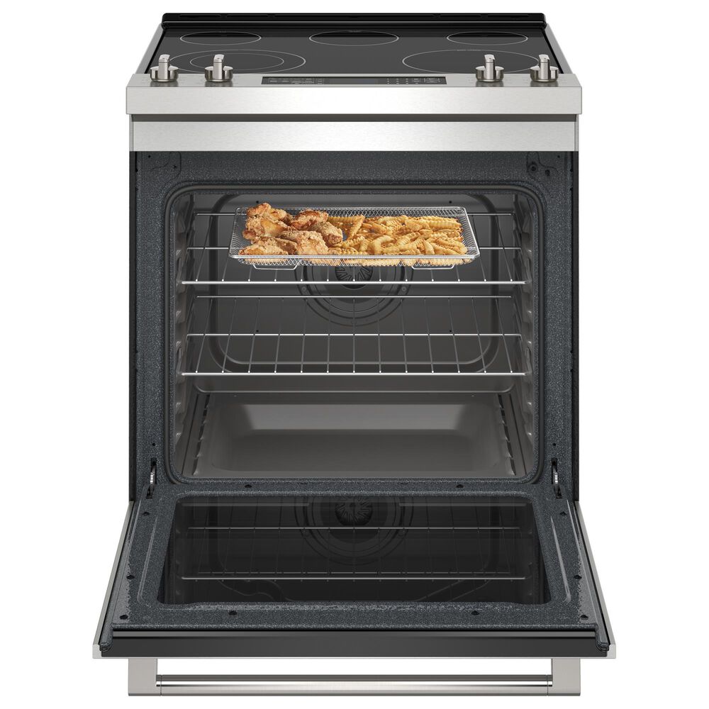 Maytag 2-Piece Kitchen Package with 6.4 Cu. Ft. Electric Range and 1.1 Cu. Ft. Over-The-Range Toaster Oven in Fingerprint Resistant Stainless Steel, , large