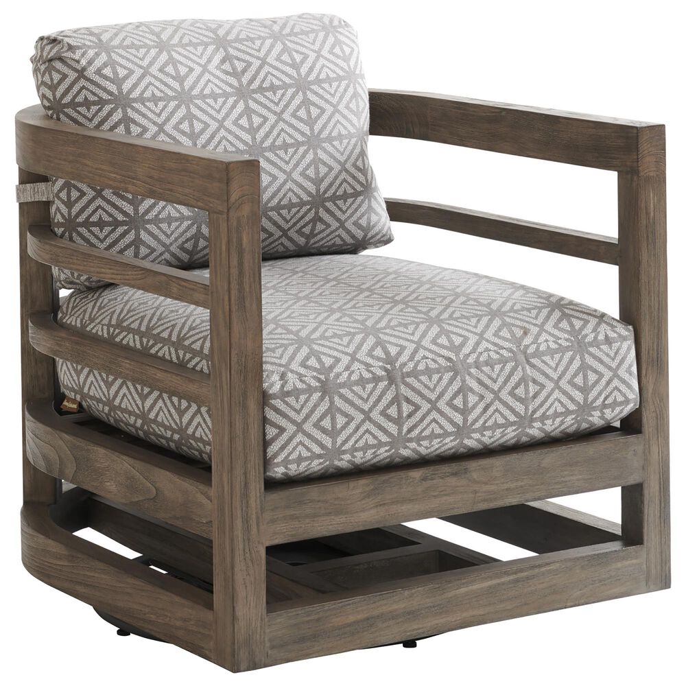 Lexington Furniture La Jolla Patio Outdoor Occasional Swivel Lounge Chair in Weathered Gray, , large