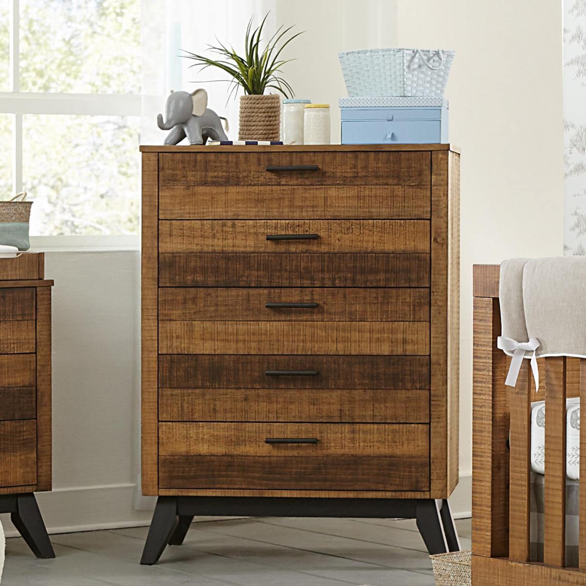 Eastern Shore Urban Rustic 5 Drawer Chest in Brushed Wheat