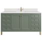 James Martin Vanities Chicago 60" Single Bathroom Vanity in Smokey Celadon with Single Hole 3 cm White Zeus Quartz Top and Rectangular Sink, , large