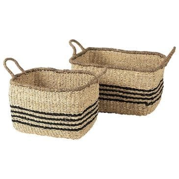 Mercana Emma Rectangular Basket in Light Brown and Black (Set of 2), , large