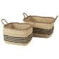 Mercana Emma Rectangular Basket in Light Brown and Black (Set of 2), , large