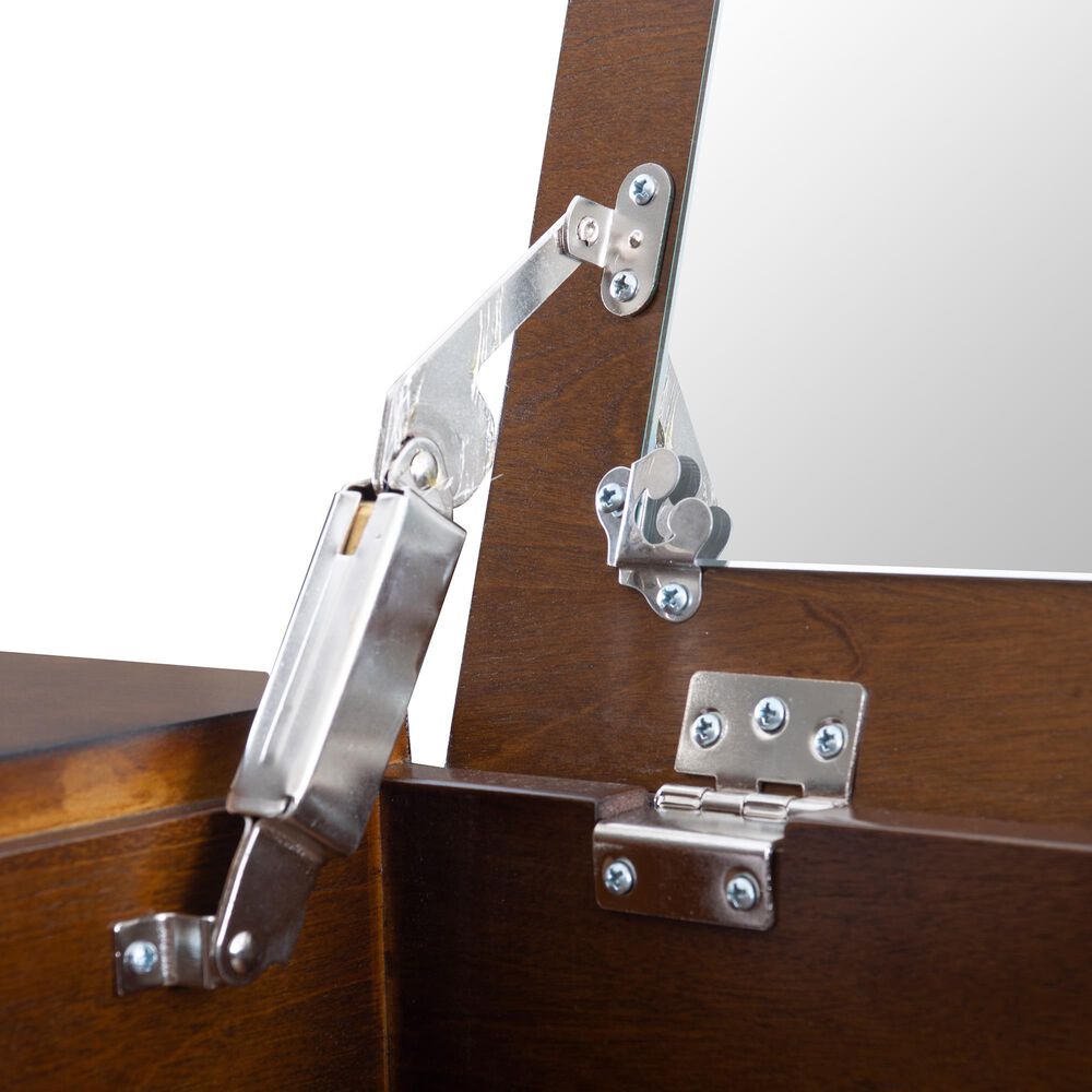 Linon Home Decor Camila Vanity with Stool in Walnut, , large