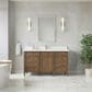 James Martin Brittany 60" Single Bathroom Vanity in Pecan with Single Hole 3 cm White Zeus Silestone Top and Rectangular Sink, , large