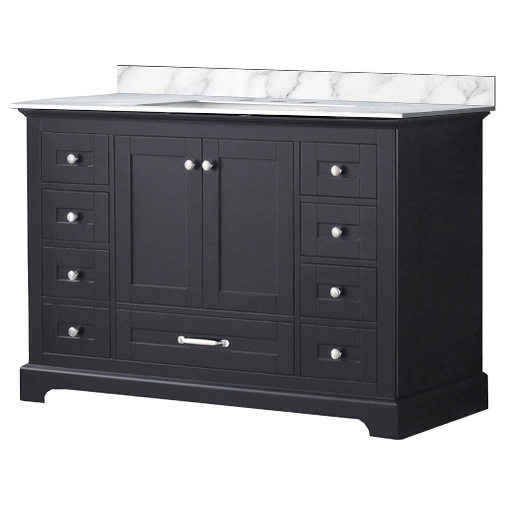 Lexora Home Dukes 48" Single Bathroom Vanity in Espresso with 2 cm White Carrara Marble Top and Rectangular Sink, , large