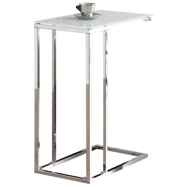 Pacific Landing Snack Table with Frosted Tempered Glass Top in Chrome, , large