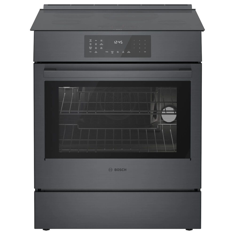 Bosch 800 Series 2-Piece Kitchen Package with 4.6 Cu. Ft. Induction Slide-in Range and 1.9 Cu. Ft. Over-The-Range Microwave in Black Stainless Steel, , large