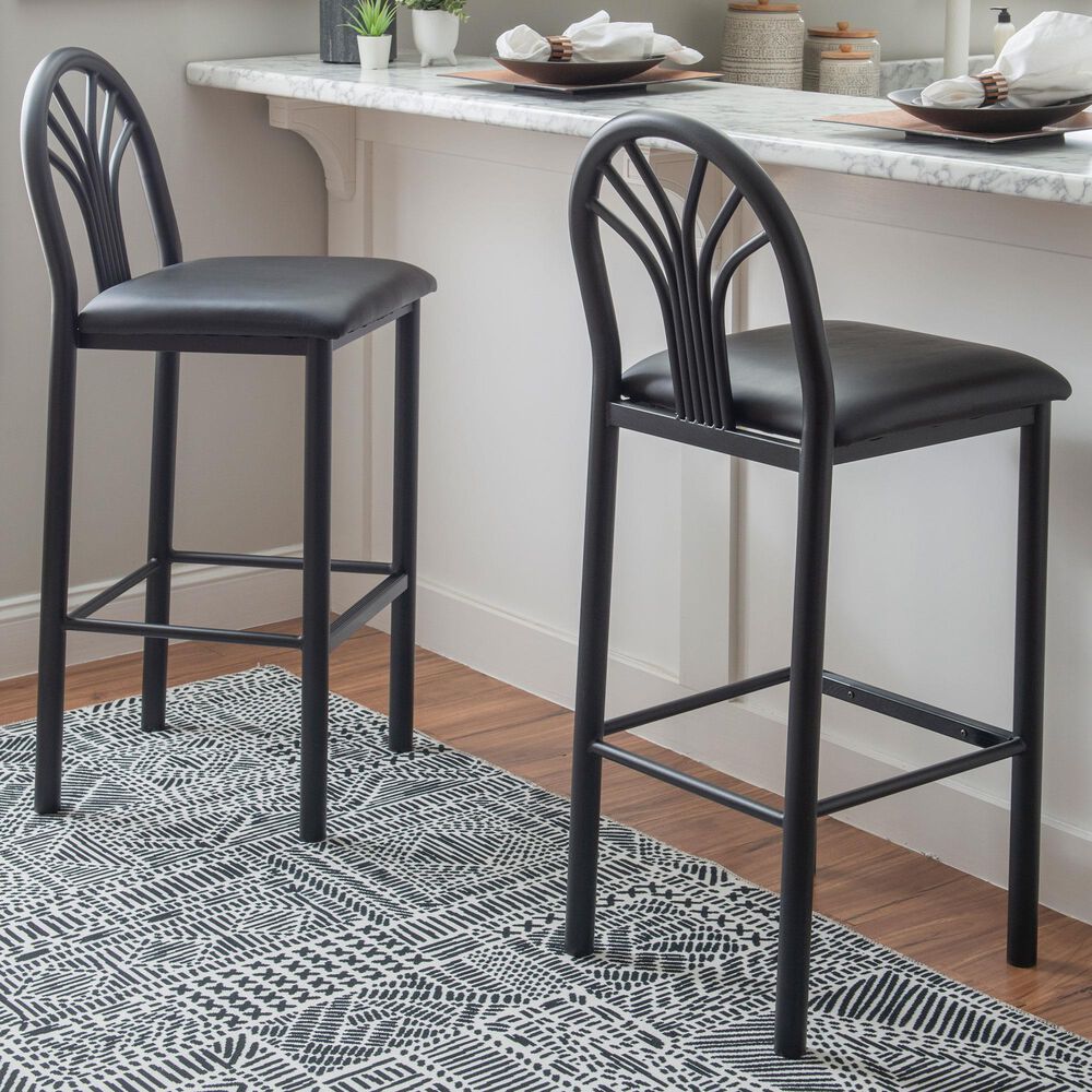Linon Home Decor Thayer Bar Stool in Black (Set of 2), , large