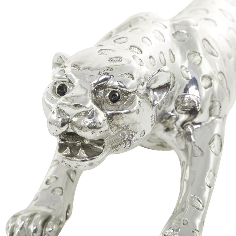 Maple and Jade Leopard Decorative Sculpture in Satin Silver, , large