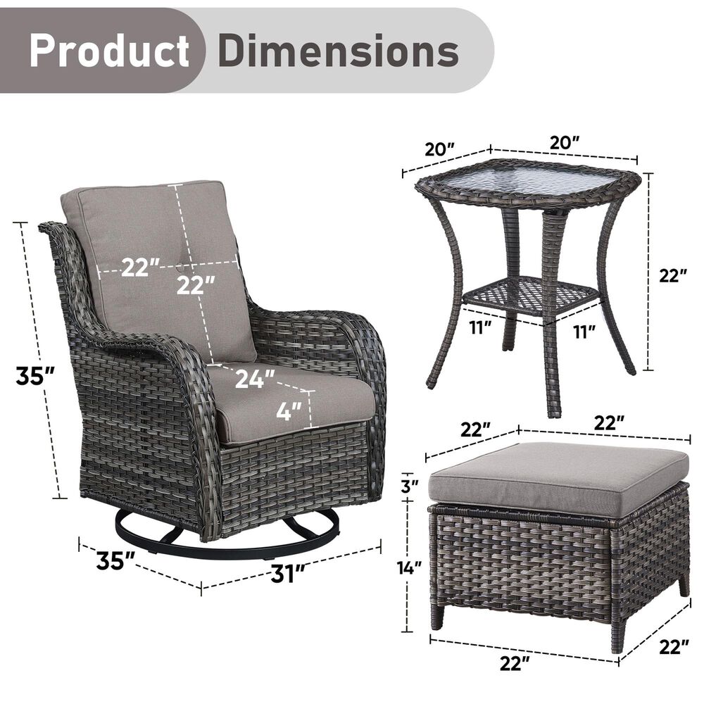 Sunwell Garden 5-Piece Patio Chat Set in Gray, , large