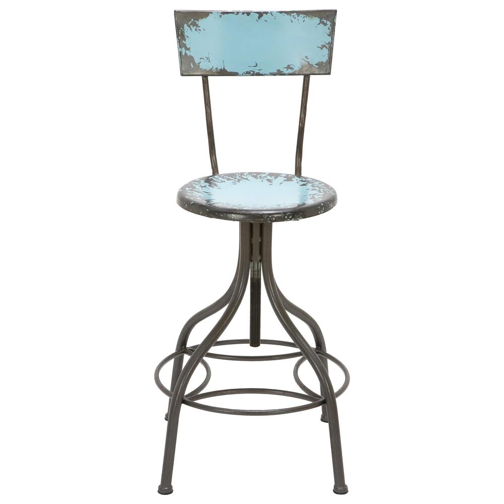 Maple and Jade 41" Vintage Bar Stool in Grey and Aqua Blue, , large