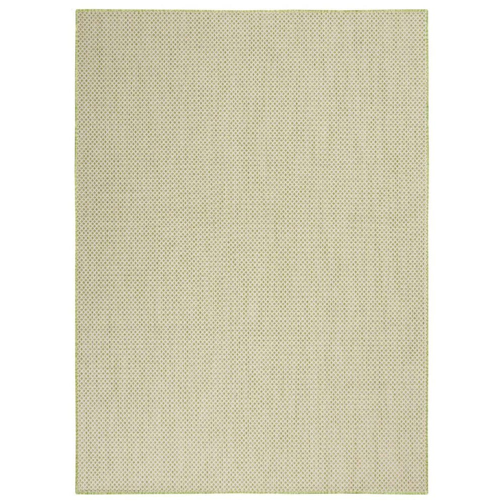 Nourison Courtyard Ivory and Green 5&#39; x 7&#39; Indoor/Outdoor Area Rug, , large