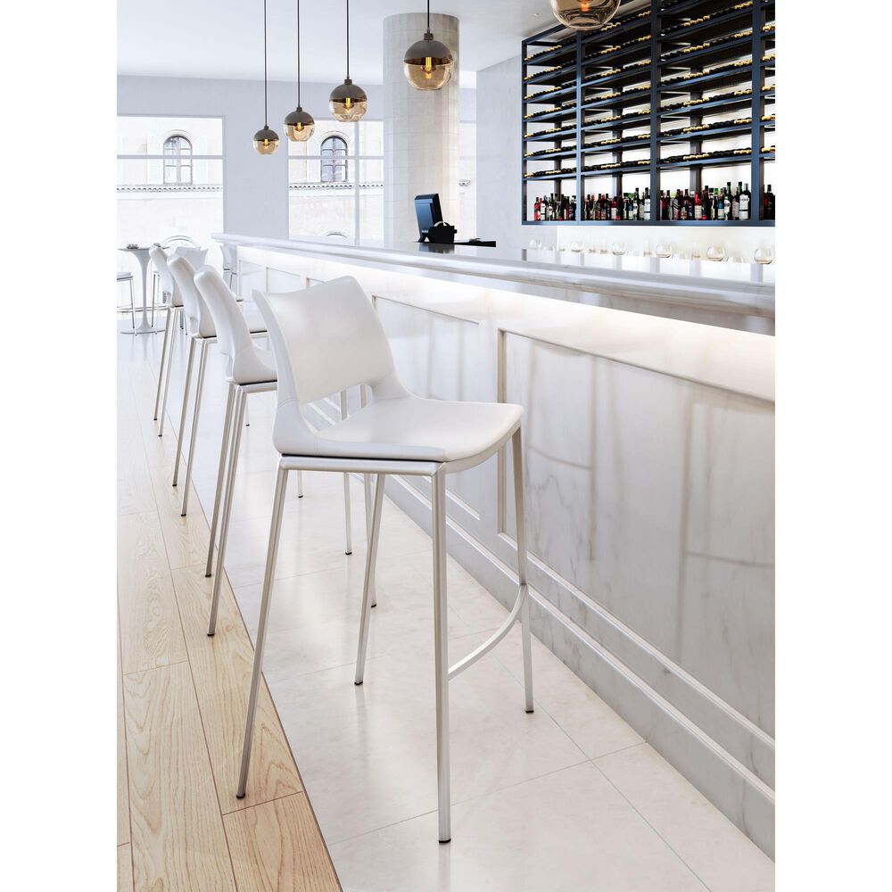 Zuo Modern Ace Bar Stool in White &#40;Set of 2&#41;, , large