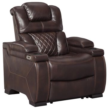 Signature Design by Ashley Warnerton Power Recliner with Adjustable Headrest in Chocolate, , large