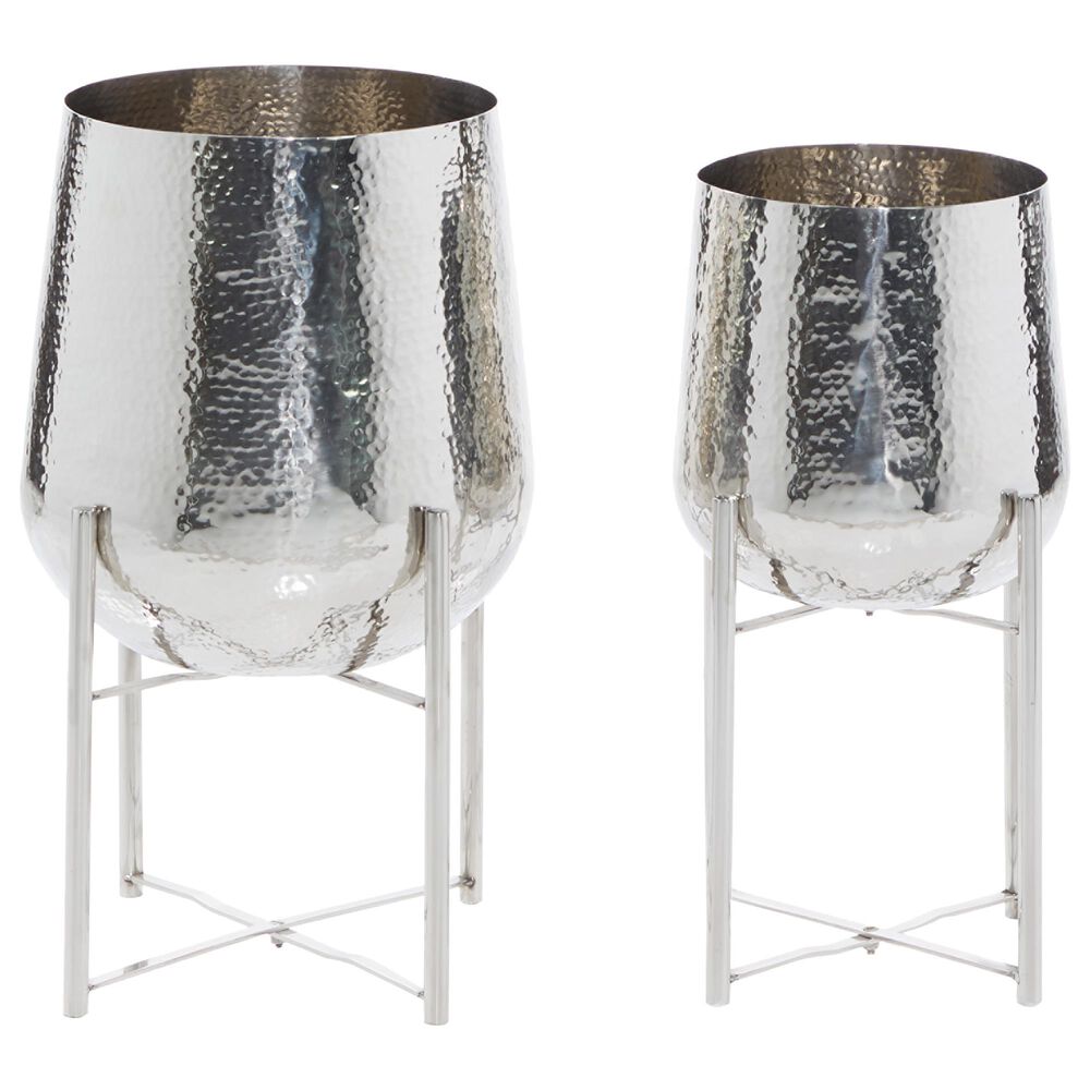Maple and Jade Venus Williams Collection Contemporary Stainless Steel Planter Silver Set of 2, , large