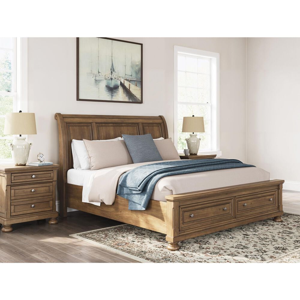 Ashley Feddinger King Storage Sleigh Bed in Chestnut Brown, , large