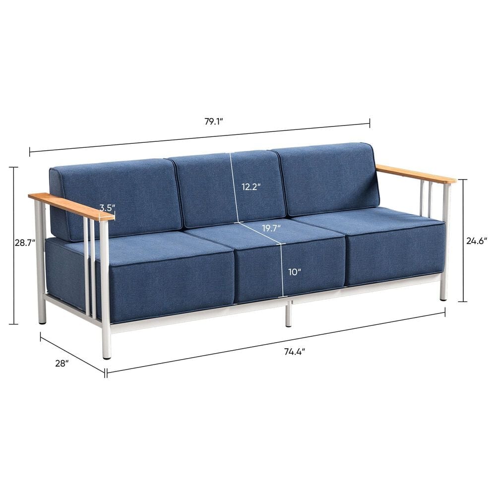 Sunwell Garden 3-Seater Patio Sofa in Blue, , large
