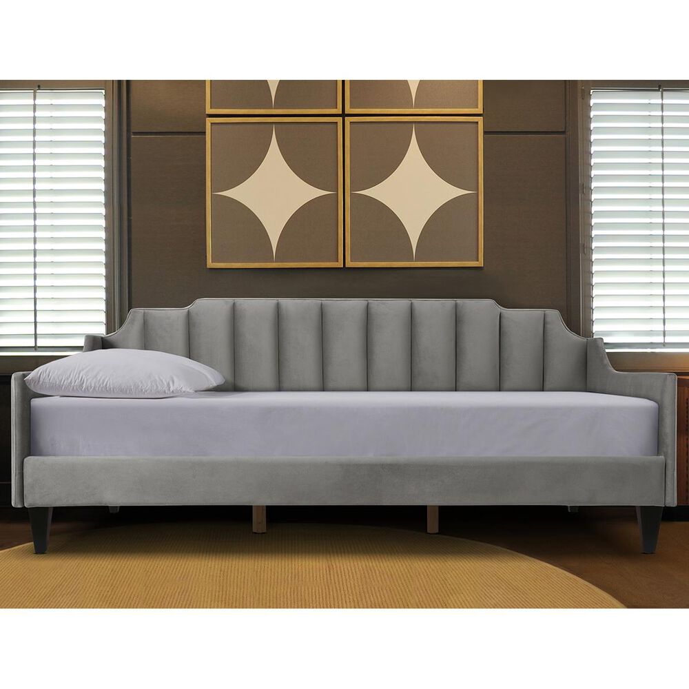 Jennifer Taylor Home Edgar Channel Tufted Sofa Bed Daybed in Opal Grey