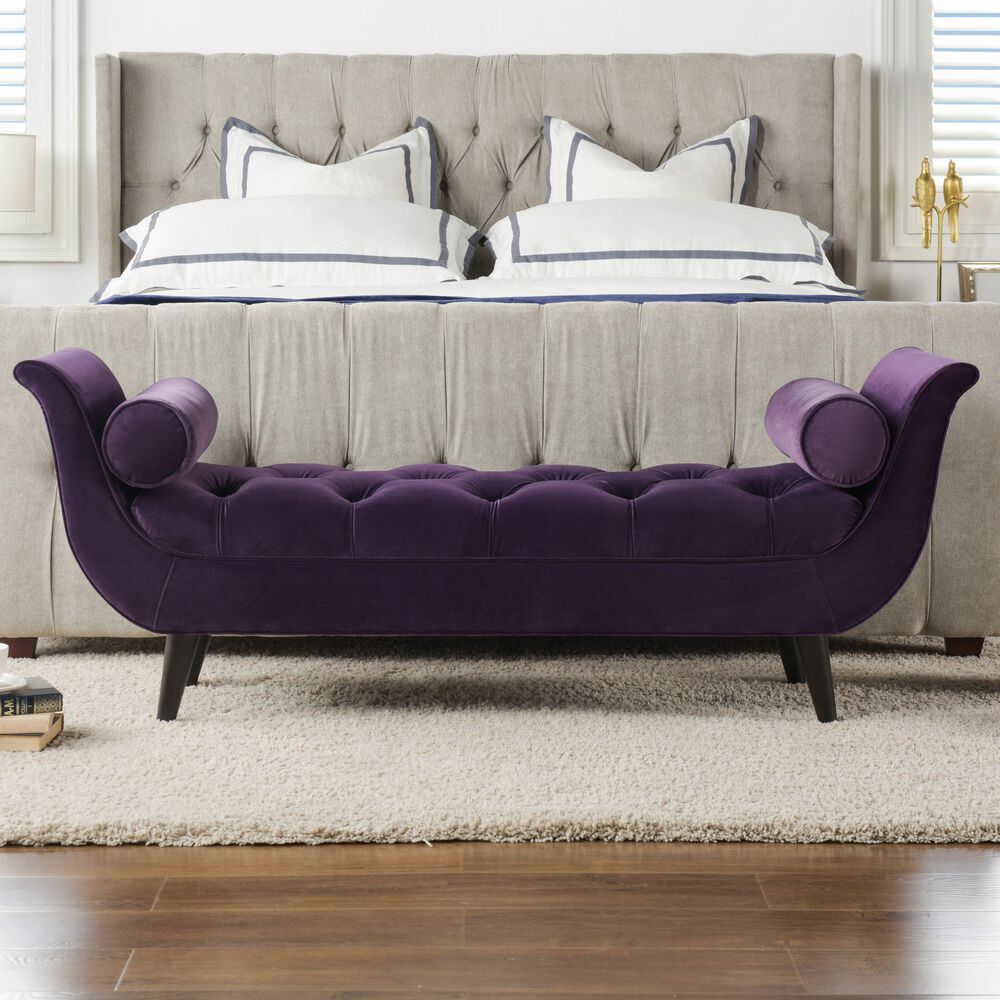 Jennifer Taylor Home Alma Tufted Flared Arm Entryway Bench in Purple NFM