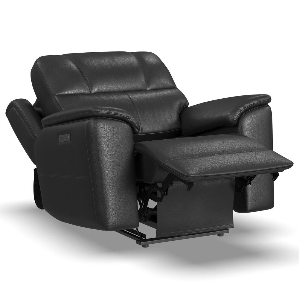 Flexsteel Crew Power Recliner with Power Headrest and Lumbar in Raven, , large