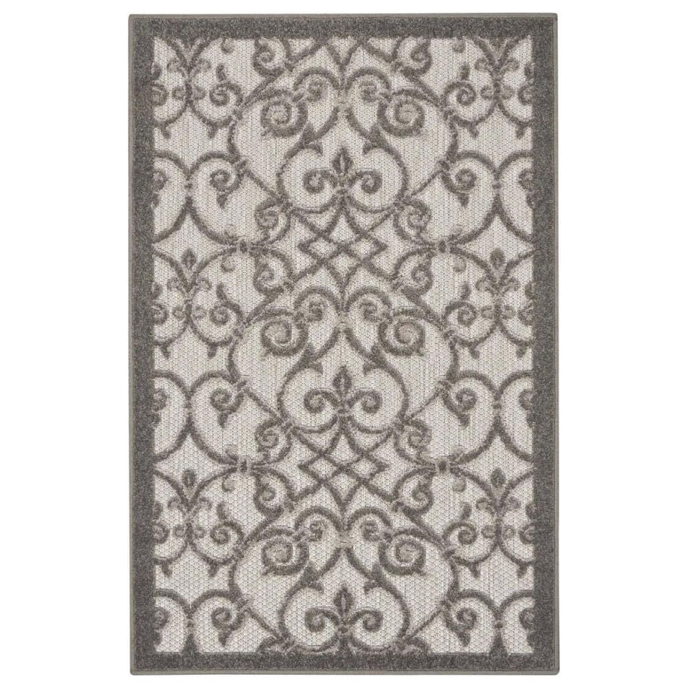 Nourison Aloha 2"8" x 4" Grey and Charcoal Indoor/Outdoor Area Rug, , large