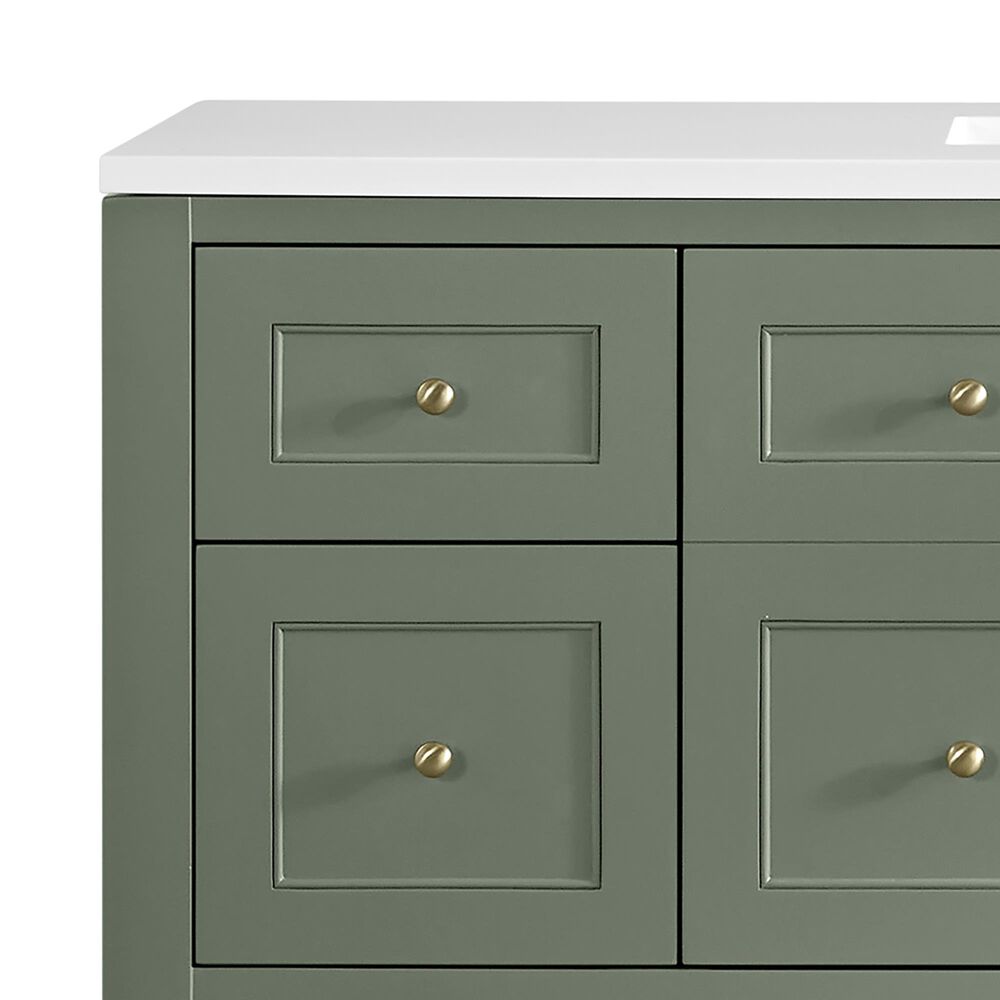 James Martin Vanities Breckenridge 60" Single Bathroom Vanity in Smokey Celadon with 3 cm White Zeus Quartz Top and Rectangular Sink, , large