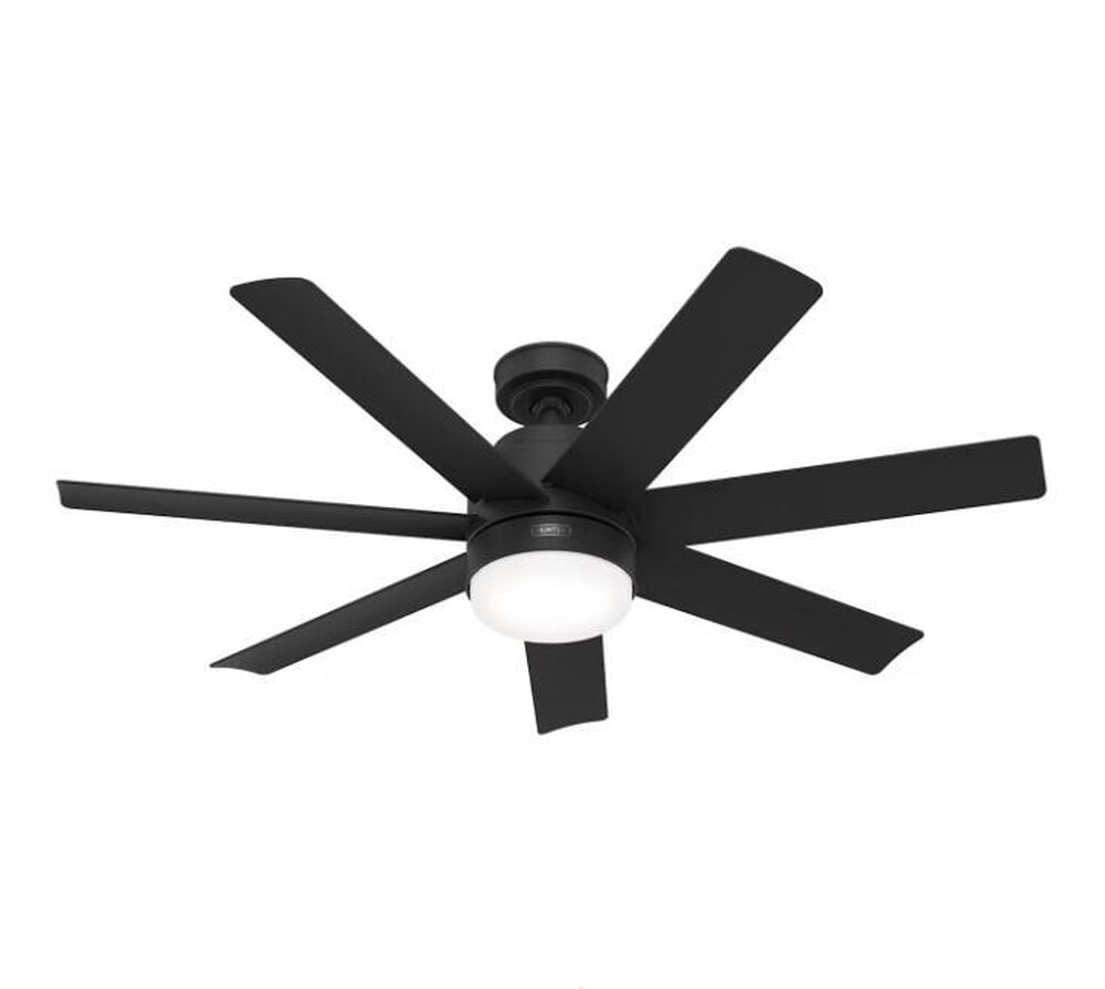 Hunter Brazos 52&quot; Integrated LED Indoor/Outdoor Ceiling Fan with Light and Remote in Matte Black, , large