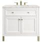 James Martin Vanities Chicago 36" Single Bathroom Vanity in Glossy White with 3 cm Victorian Silver Quartz Top and Rectangular Sink, , large