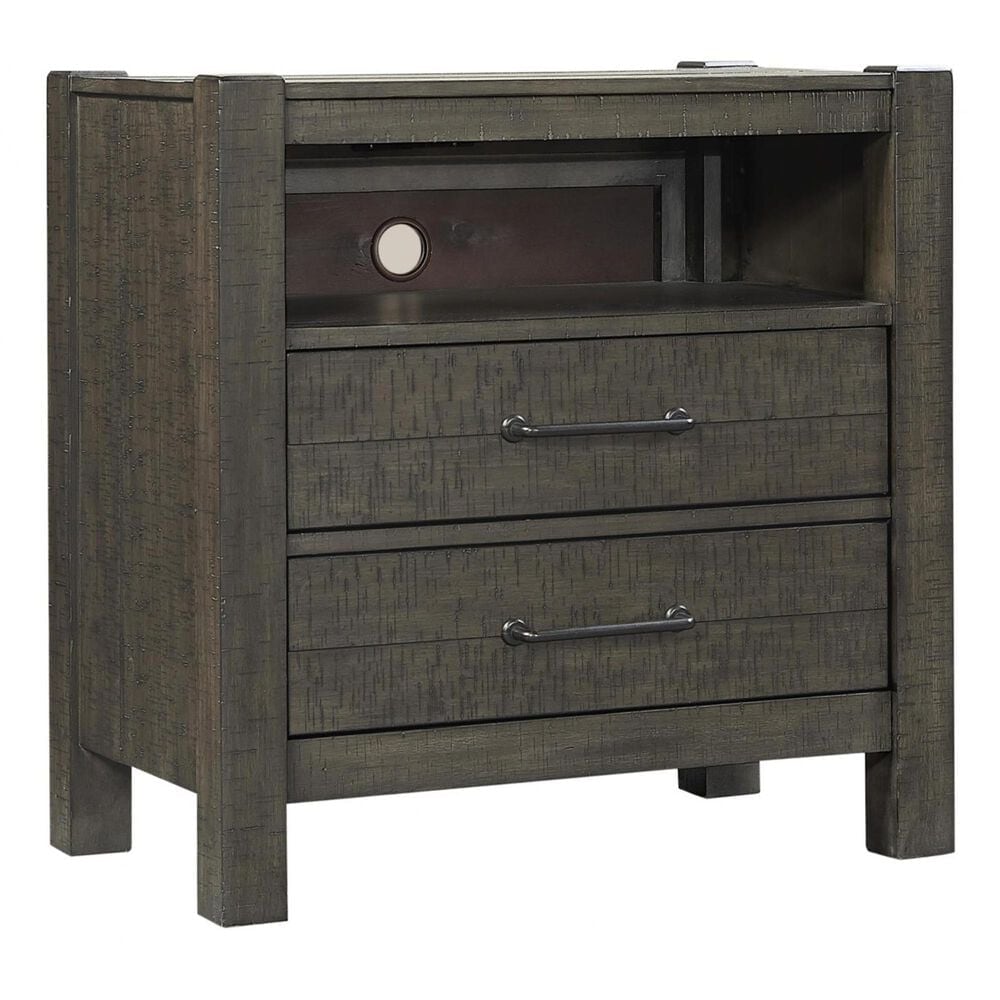 Aspen Furniture, Inc. 2 Drawer Nightstand in Carob Finish with AC Outlets in Carob, , large