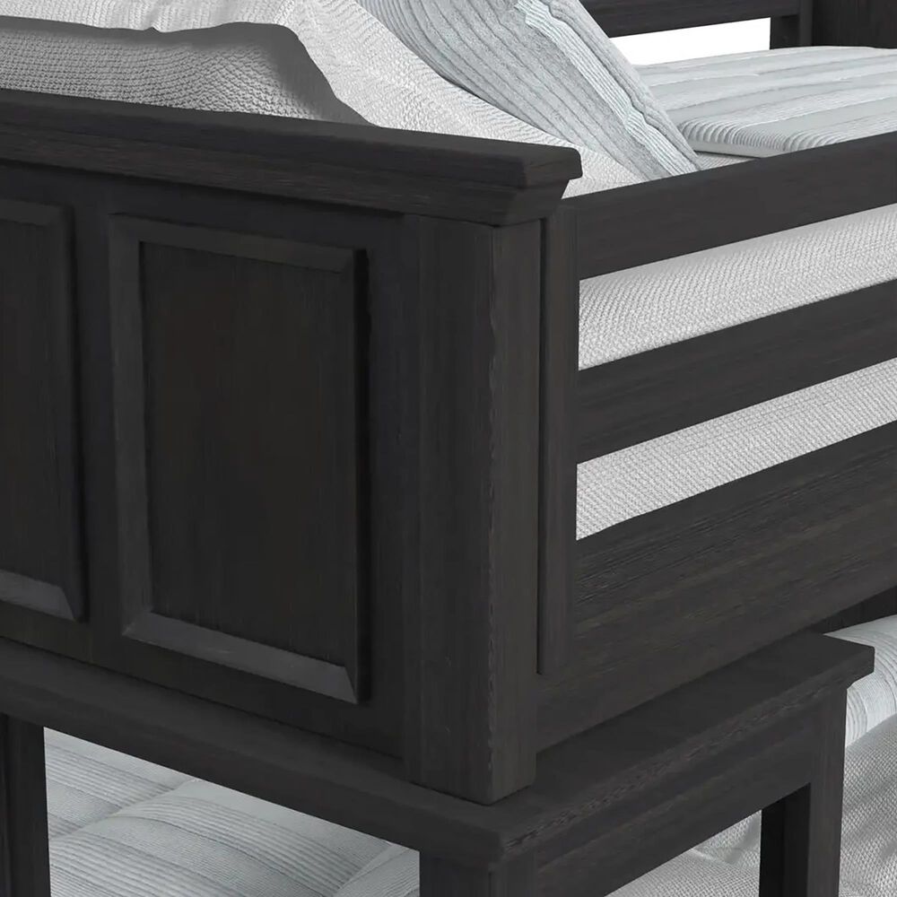 Mayberry Hill Hampton Twin Over Full Bunk Loft Bed with Staircase and Desk in Charcoal, , large