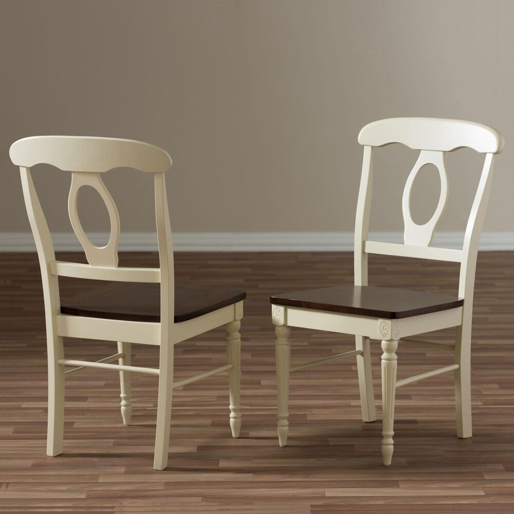 Baxton Studio Napoleon Side Chair in Antique Cherry and Buttermilk (Set of 2), , large