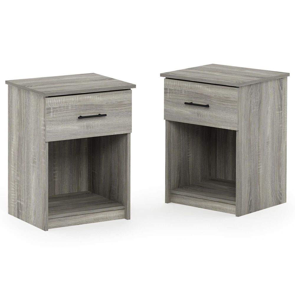 HOMLUX 1-Drawer Modern Nightstand with Bar Handle in French Oak Grey (Set of 2), , large