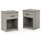 HOMLUX 1-Drawer Modern Nightstand with Bar Handle in French Oak Grey (Set of 2), , large