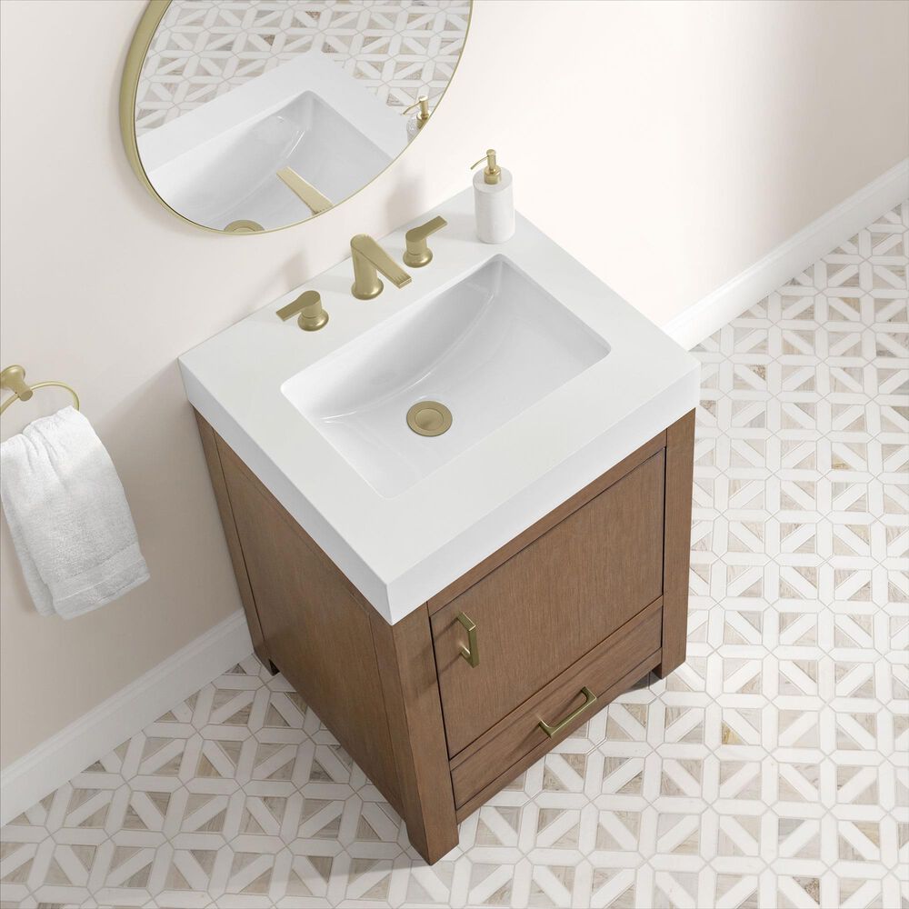 37B Alanya 24" Single Bathroom Vanity in Walnut Drift with White Composite Stone Top, , large