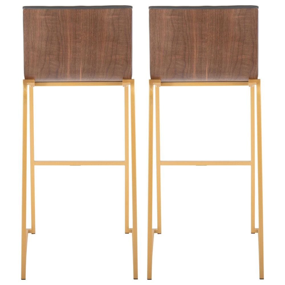 LumiSource Mason Mara Barstool with Grey Cushion in Gold and Walnut (Set of 2), , large