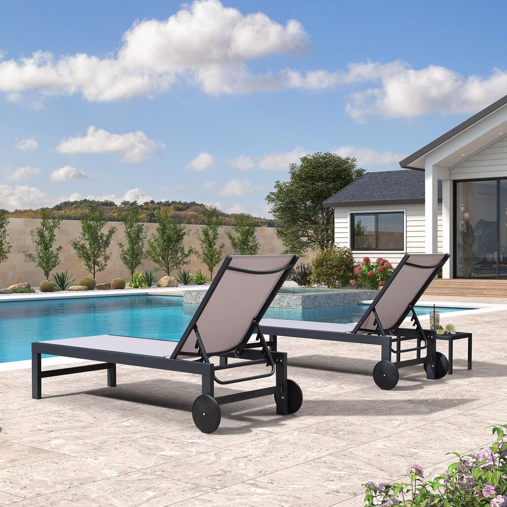 HOMLUX 3-Piece Patio Chaise Lounge Set with Straight-Leg in Light Grey, , large