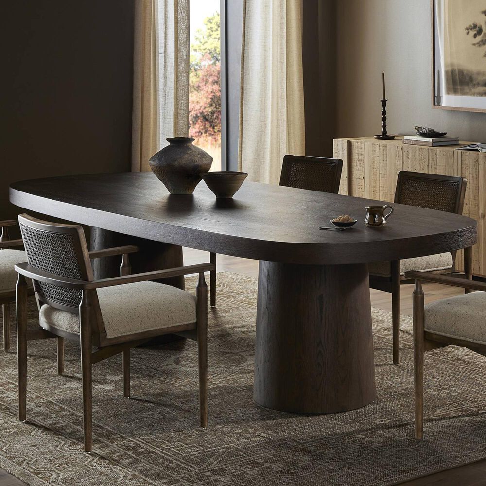 Four Hands Valen Dining Table in Rustic Brown Oak Veneer - Table Only, , large