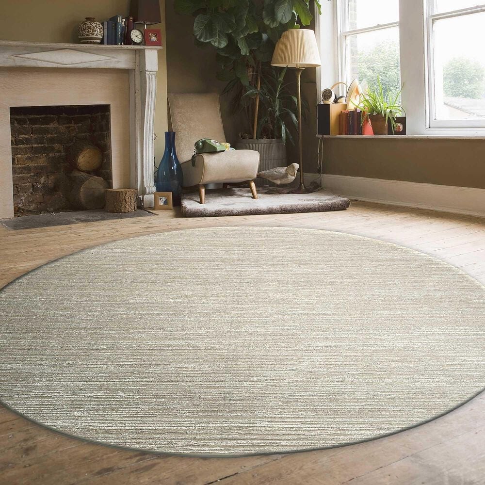 Radici USA Davide Striped 5&#39;3&quot; Round Beige Area Rug, , large