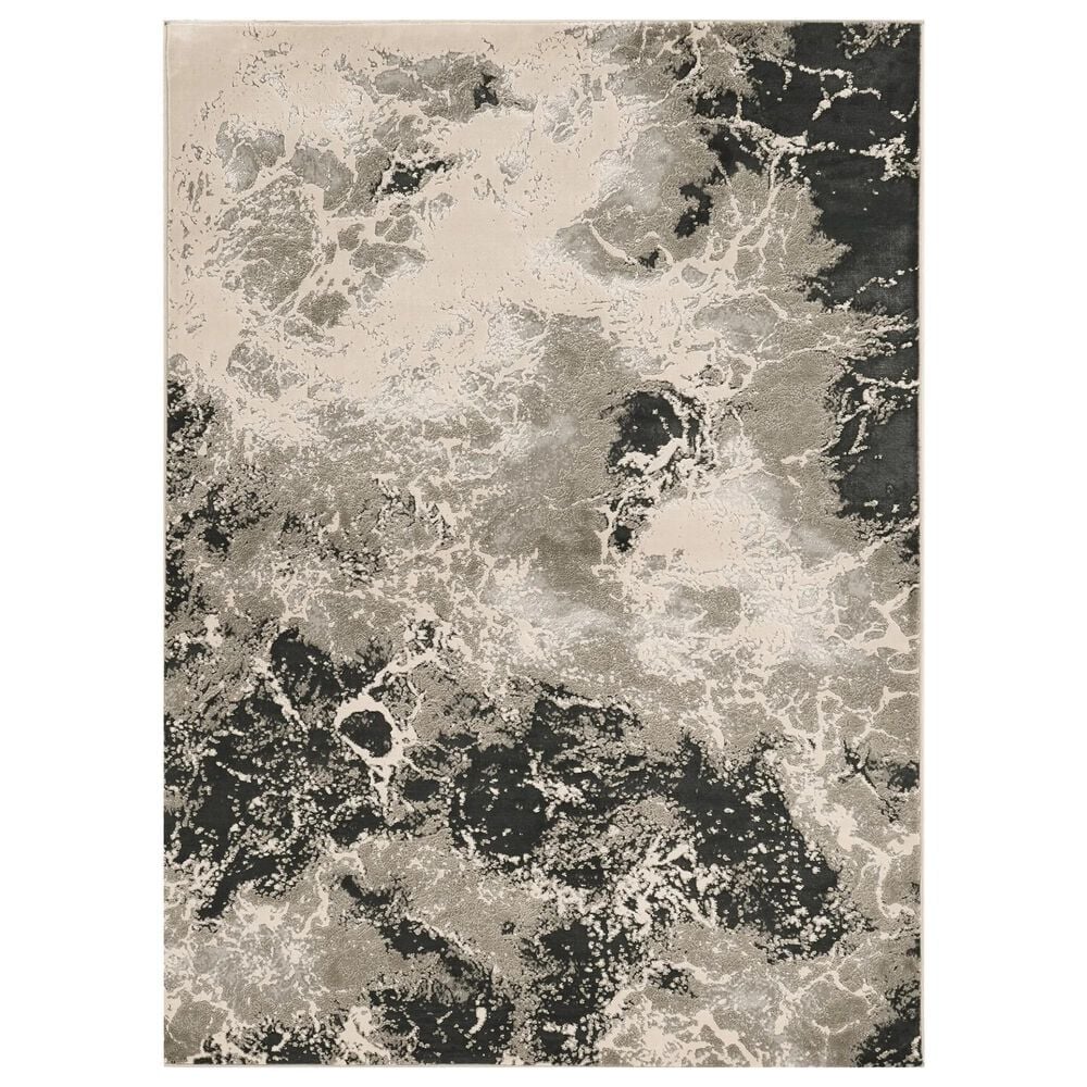 Kas Oriental Rugs Luna Nightscape 5"3" x 7"7" Silver Area Rug, , large