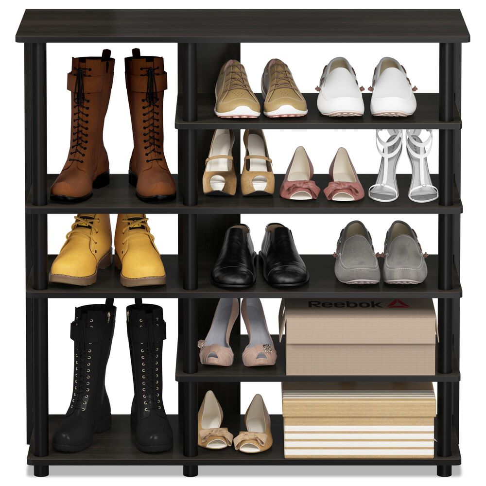 Noviland 6-Tier Shoe Rack in Espresso and Black, , large