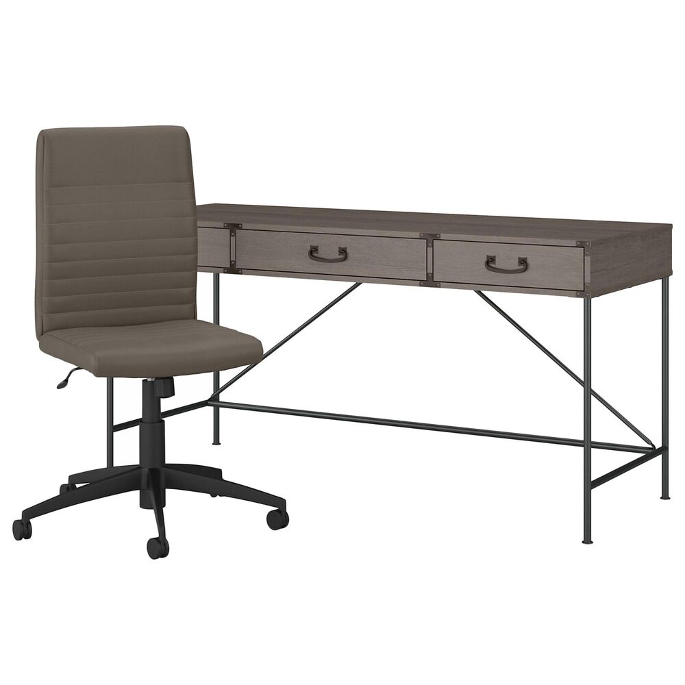 Bush Ironworks 2 Piece Office Desk Set in Restored Gray, , large