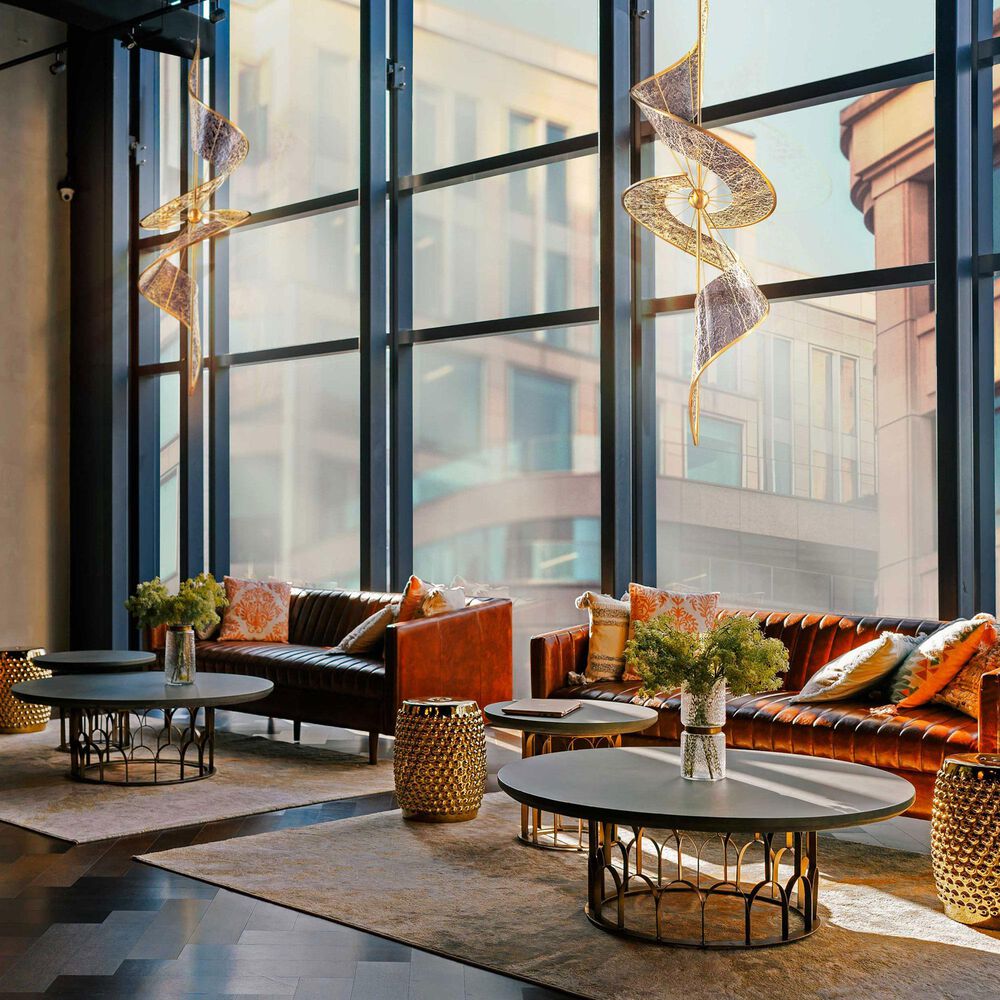 Golden Lighting Aurora 1-Light LED Large Pendant in Brushed Champagne, , large