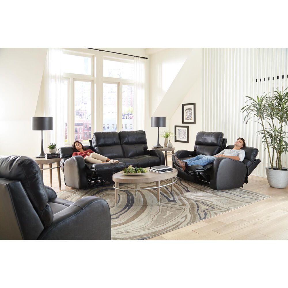 Catnapper Angelo Power Reclining Sofa with Power Headrest in Black, , large
