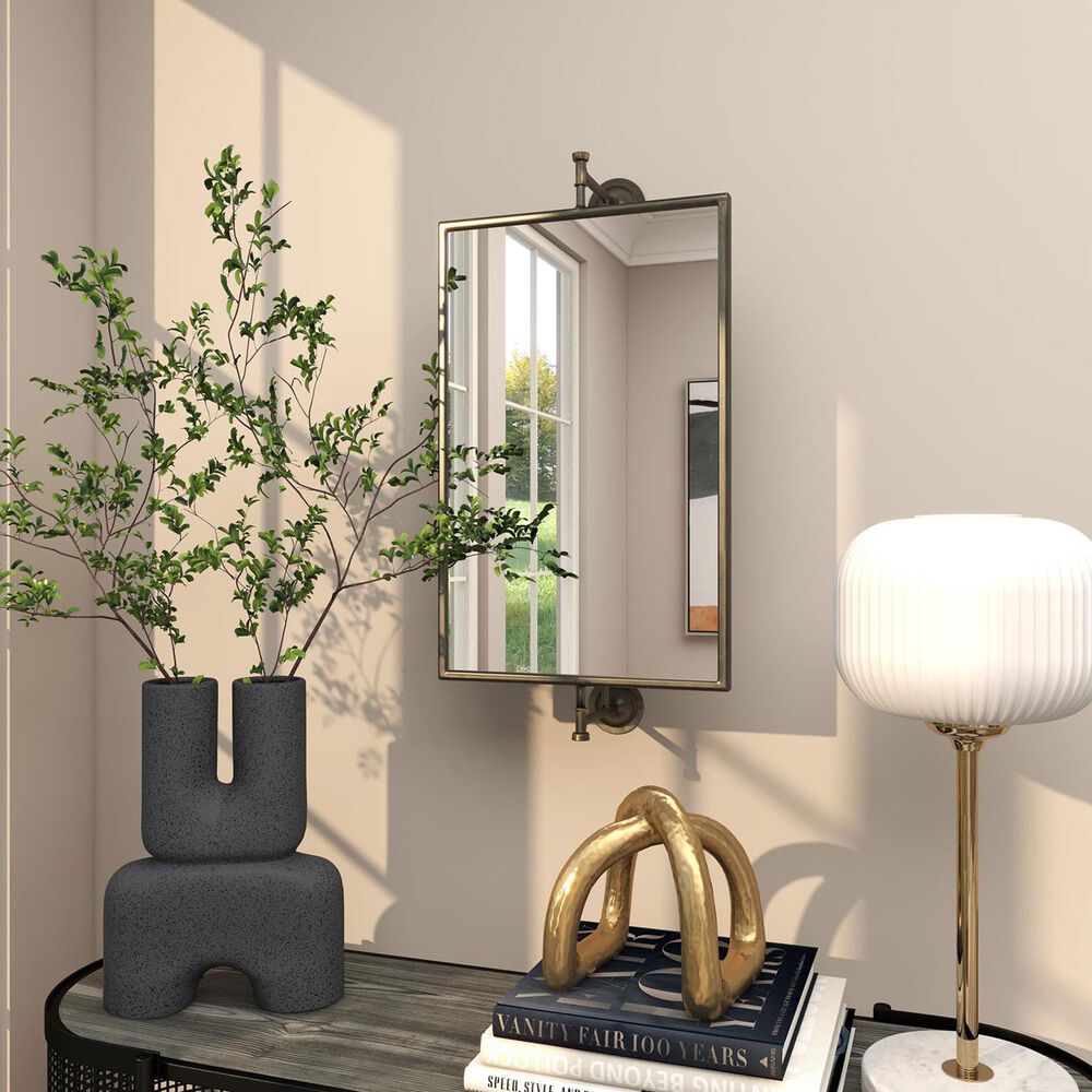 Maple and Jade 28&quot; x 14&quot; Metal Handmade Dimensional Wall Mirror in Matte Black, , large