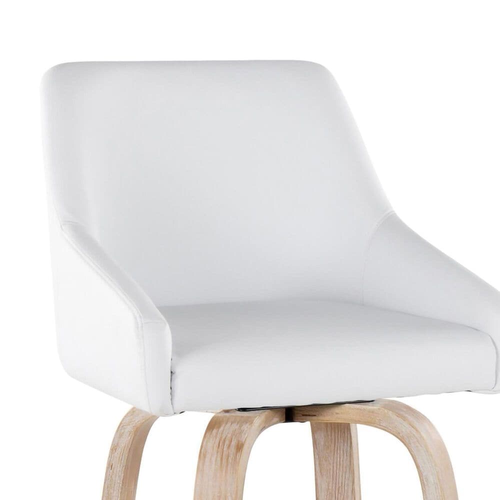 LumiSource Hannah Swivel Bar Stool with White Faux Leather Upholstery in Whitewashed and Black (Set of 2), , large