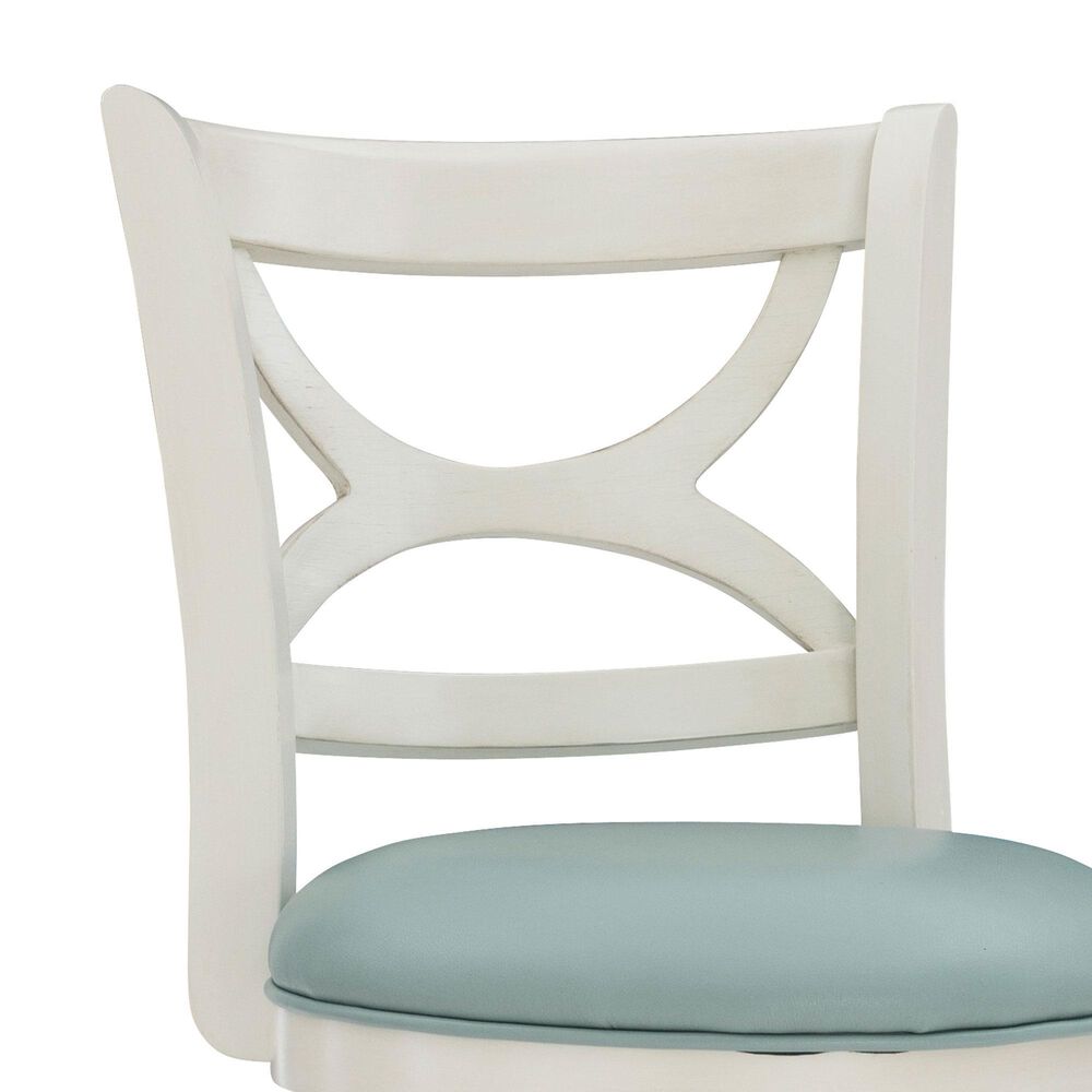 Linon Home Decor Sawyer Swivel Bar Stool with Sky Blue Cushion in Cream, , large