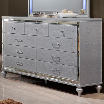 New Heritage Design Valentino 9 Drawer Dresser in Silver, , large