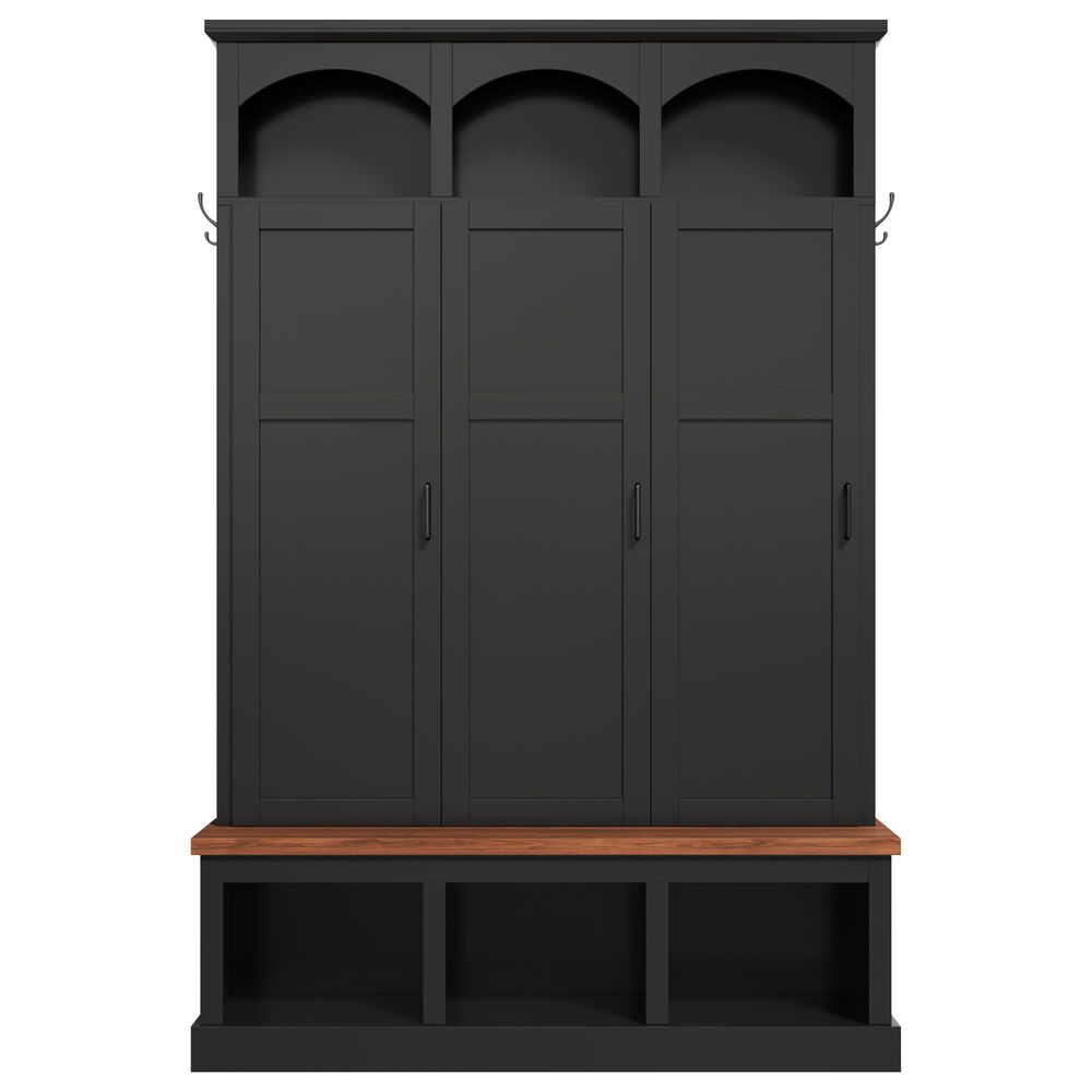 HOMLUX 5-Hook Hall Tree with 3 Hidden Storage in Black and Walnut, , large