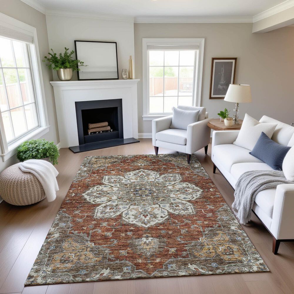 Dalyn Rug Company Silk Road Paprika, Ivory, Beige, Gold, Brown, Gray and Teal 10&#39; x 14&#39; Area Rug, , large